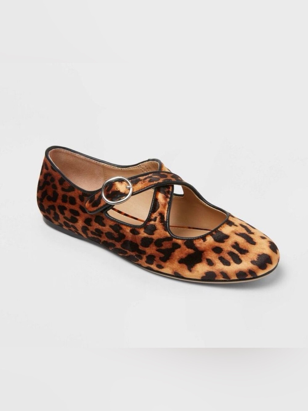 NIB A NEW DAY TAMSIN Leopard Print Mary Jane ballet Flats in Brown